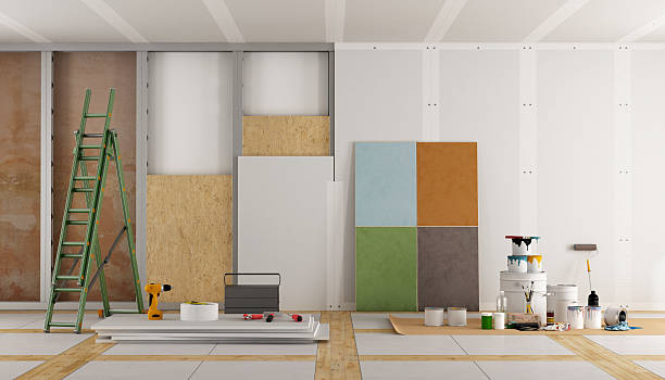 architectural restoration of an old room and selection of the color swatch - 3d rendering